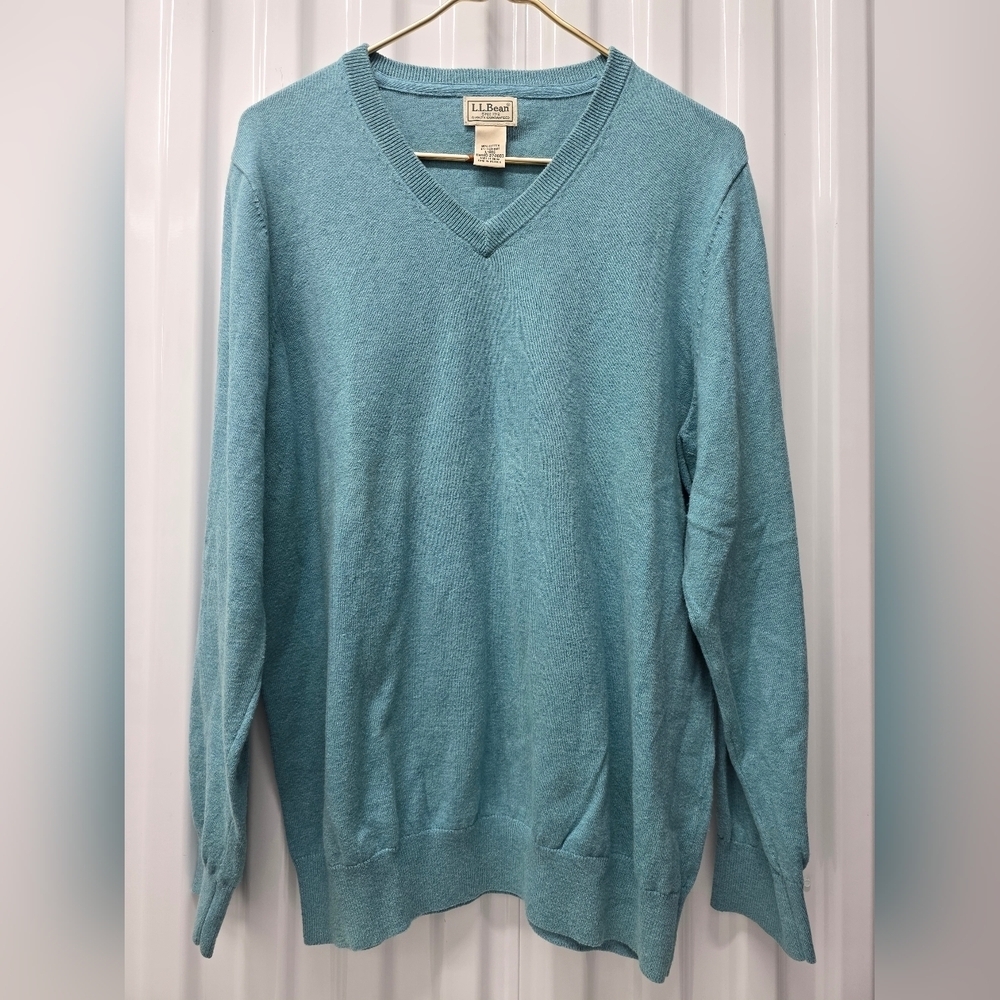 L.L. Bean Men's Teal V-Neck Sweater